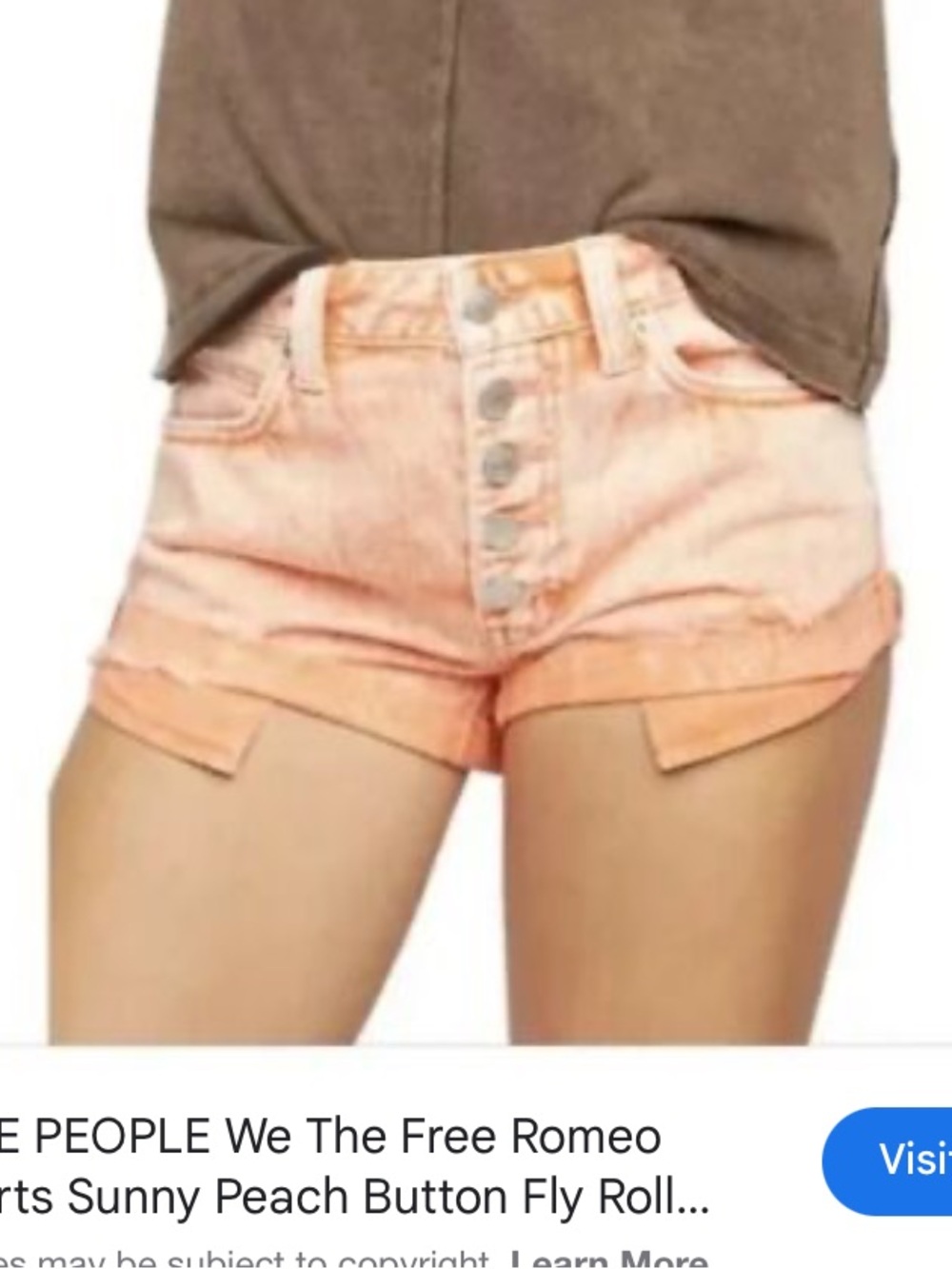 We The Free Washed Peach Button-Front Distressed Denim Shorts - Picture 10 of 11